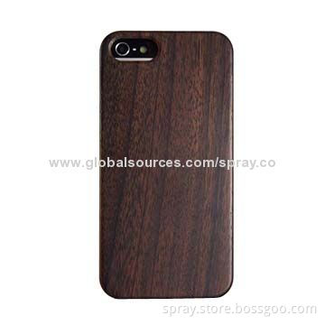 Wooden cases for iPhone 5S, handmade natural wood with high quality rubber coated PC